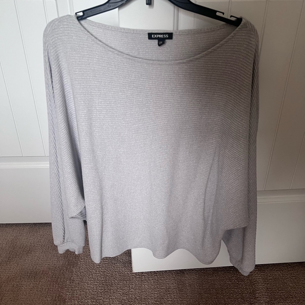 Express Light Gray Textured Sweater